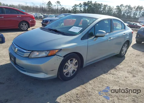 2012 Honda Civic Hybrid from USA, damaged, VIN JHMFB4F22CS010394